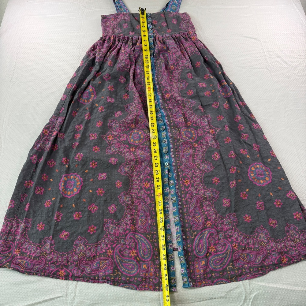 Natural Life Paisley Floral Maxi Dress Small Charcoal Pink Boho Button Front S - Picture 8 of 11